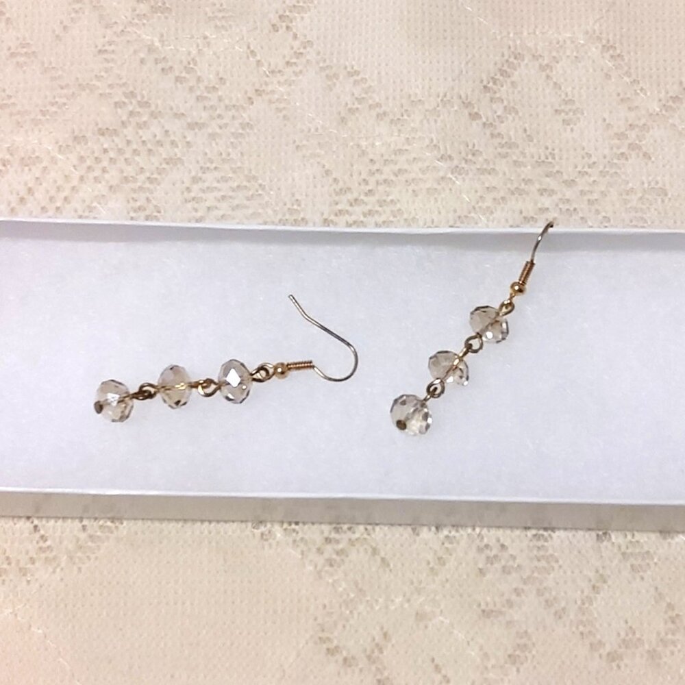 NEW Handcrafted Tan Light Brown Beads Drop Earrings Women Fashion Jewelry Gifts